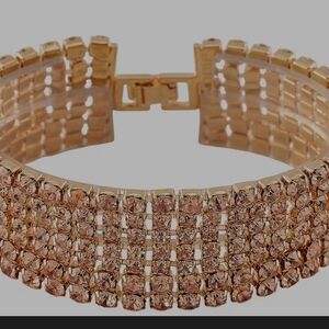 Champagne Austrian Crystal Bracelet in Goldtone 